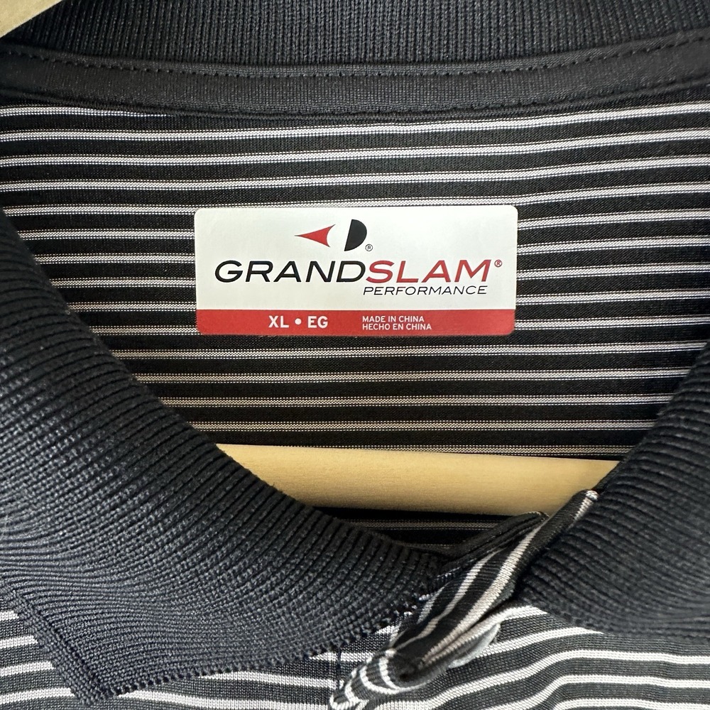 Grand Slam Polo Shirt Mens XL Black Striped Excellent Performance Short Sleeve - Picture 3 of 8